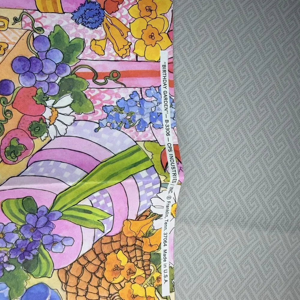 Vintage 1970's Birthday Garden Wrapping Paper Floral 29